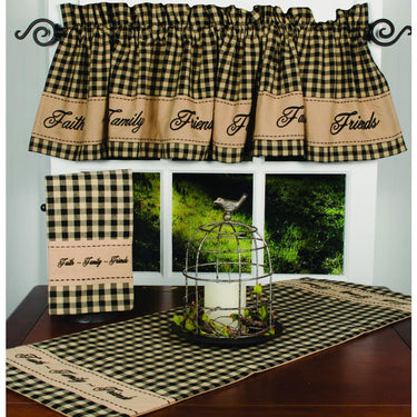 Black Nutmeg Faith Family Friends Valance Lined VLRE0208 - The Fox Decor
